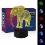 Elephant LED 3D Illusion Beside Lamp, USB Optical Night Light, Birthday Gift Christmas Present for Little Boy Girl Girlfriend Kids Bedroom Living Room Nursery Decor (Elephant 1)