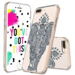 iPhone 7 Plus Case, iPhone 8 Plus Case, MOSNOVO Cute Mint Henna Elephant Clear Design Back Case [Scratch Resistant + Shockproof] TPU Bumper Case Cover for iPhone 7 Plus (2016) / iPhone 8 Plus (2017)