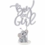 Precious Moments Elephant Gender Reveal Cake Topper Resin/Acrylic 183404 Figurine One Size Multi 4 Each