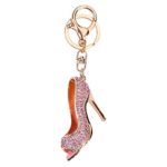 Slendima Exquisite Rhinestones High Heels Keyring Fashion Car Key Chain Women Bag Hanging Decor Pink