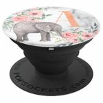 Elephant Flowers Marble Pink Monogram Name Initial Letter A – PopSockets Grip and Stand for Phones and Tablets