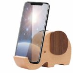 Apor Cell Phone Stand, Wood Made Elephant Phone Stand for Smartphone with Pen Holder Desk Organizer (Larger)