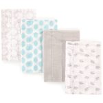 Luvable Friends Layered Flannel Burp Cloth, 4 Pack, Elephants