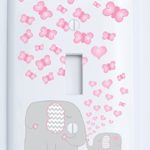 Pink Elephant Light Switch Plate Covers/Single Toggle/Elephant Nursery Decor with Grey and Pink Chevron Switch Plates with Pink Hearts and Butterflies (Single Toggle)
