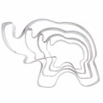 HUELE 4 Counts a Set Elephant Shapes Stainless Steel Cookie Cutter Elephant Shaped Press Cookie Molds Fondant Cutter