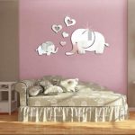 Hot Sale!DEESEE(TM) Elephant Wall Decor Mirror Sticker DIY Decal Removable Art Baby Kids Room Mural (Silver)