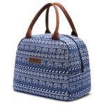 LOKASS Lunch Bag Cooler Bag Women Tote Bag Insulated Lunch Box Water-resistant Thermal Lunch Bag Soft Leak Proof Liner Lunch Bags for women/Picnic/Boating/Beach/Fishing/School/Work (Blue+Elephant)