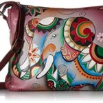 Anna by Anuschka Women’s Genuine Leather Slim Square Cross Body | Hand Painted Original Artwork