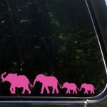 Yadda-Yadda Design Co. Elephant Family Walking D1 – Car Vinyl Decal Sticker – Copyright (8.5″ w x 2″ h) (Color Choices Available) (PINK)