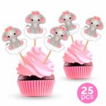 Pink Elephant Cupcake Toppers Cake Picks – Girl Baby Shower Decorations Supplies – 25 pieces