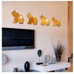 Wociaosmd New 4pcs Elephant Mirror Wall Sticker Decor Art DIY Cute Home Decal Mural (Gold)