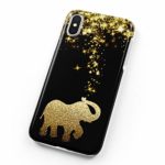 uCOLOR Case Compatible with iPhone Xs/X,iPhone 10 Protective Case Gold Glitter Elephant Slim Soft TPU Silicone Shockproof Cover Compatible iPhone XS/X/10(5.8″) with Screen Protector