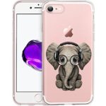 Cute Baby Elephant Clear Phone Case for iPhone 8 / iPhone 7 Customized Design by MERVELLE TPU Clear Shock-Proof Protective Case [Ultra Slim, Anti-Slippery]