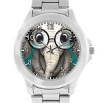 Coolstuffs Elephant Baby Wearing Glasses Unisex Wrist Watch Analog Quartz Gift for Dog Lovers Animals Watch