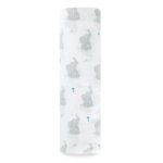 Aden by Aden + Anais Classic Swaddle Baby Blanket, 100% Cotton Muslin, Large 47 X 47 inch, Single, Baby Star, Elephants