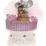 Ethnic Baby Girl Sitting on Elephant Pink Baby Shower Cake Top Decoration 5″