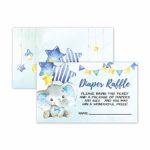 50 Double Sided Elephant Diaper Raffle Ticket Insert Cards for Boy Baby Shower Invitations or Gender Reveal Invites Party Games Activities Decorations Supplies Bring a Pack of Diapers to Win a Prize