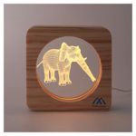 Creative 3D Night Light Elephant Illusion Effects Night Lamp Environmental Wooden USB Low Power Energy Save Warm White Eye Protection Night Lamp Home Nursery Décor Light Cute Child Adult Gift