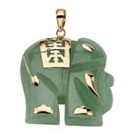 Genuine Green Jade 14k Yellow Gold Good Fortune Elephant Pendant