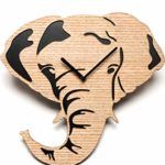 Driini Wooden Elephant Wall Clock with Light, Richly Colored Wood Face overlying a Dark Backing – Battery Operated with Silent Sweep Movement – Perfect Home Decor or Gifts for Elephant Lovers