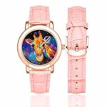 InterestPrint Animal Horse Lion Giraffe Elephant Women’s Rose Gold-plated Watch Pink Leather Strap Wrist Watches