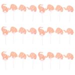 Efivs Arts 24 Pcs Pink Elephant Cake Cupcake Topper for Baby Shower Kids Birthday Party Themed Party Decorations