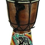 Aboriginal Dot Painted Elephant Djembe Drum 8 Inches Tall 4.5 Inch Diameter