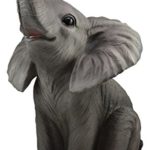 Ebros Ruby The Elephant Sitting Pretty with Trunk Up Large Statue 17″ Tall Circus Carnival Elephants Fortune Feng Shui Good Luck Figurine Home Decor Sculpture