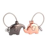 GEOOT Fantastic One Pair Kiss Elephant Couple Keychain Key Pendant Gift (Black&Gold)