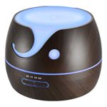 VicTsing Essential Oil Diffuser, 400ml Cute Elephant Shape Ultrasonic Cool Mist Humidifier with Wood Grain, 7 Color LED Lights & Waterless Auto-Off for Office Home Room Yoga Spa