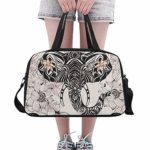 Mandala Geometric Style Elephant Custom Large Yoga Gym Totes Fitness Handbags Travel Duffel Bags With Shoulder Strap Shoe Pouch For Exercise Sports Luggage For Girls Mens Womens Outdoor