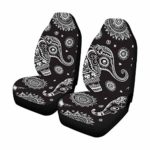 INTERESTPRINT Vintage Ethnic Elephant Front Seat Covers 2 pc, Vehicle Seat Protector Car Mat Covers, Fit Most Vehicle, Cars, Sedan, Truck, SUV, Van