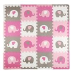 Tadpoles Playmat Set, Elephants, White/Hearts/Pink/Grey
