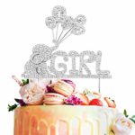It’s a Girl Elephant Baby Rhinestone Silver Metal Cake Topper Cheers to Baby Shower First Birthday Party Decoration – 5.5” x 9”(Silver).