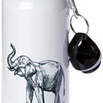 3dRose wb_213850_1 Black And White Illustration Of An Elephant Sports Water Bottle, 21Oz, Multicolored