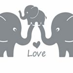LUCKKYY Two Cute Elephants with Love Wall Decal Vinyl Wall Sticker Baby Nursery Decor Kids Room Wall Stickers (Gray)