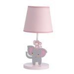 Bedtime Originals Twinkle Toes Monkey Elephant Lamp with Shade & Bulb, Pink/Gray