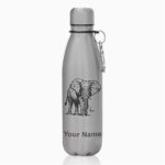 Water Bottle, African Elephant, Personalized Engraving Included