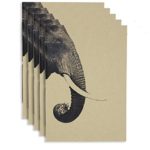 (Set of 5) A6 Handmade 4 x 5.75 inches Notebook/Side Elephant Art Cover / 60 Unlined Page | Lay Flat Binding | Cream Paper