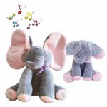 Peek-a-Boo Elephant Animated Talking Singing Stuffed Plush Doll,Elephant Baby Cute Stuffed Doll Toys for Tollder Kids Boys Girls Gift Present (Pink)