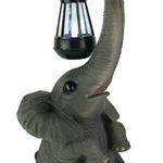 Things2Die4 Resin Statues Baby Elephant Holding Lantern With Trunk Solar Light Statue 7.5 X 16.5 X 7.25 Inches Gray
