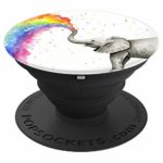 Cool Elephant Trunk Rainbow Colors Design On White – PopSockets Grip and Stand for Phones and Tablets
