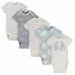 Gerber Baby 3-Pack Organic Short-Sleeve Onesies Bodysuits, Happy Elephant, 3-6 Months