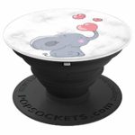 Cute baby Elephant on black & white Marble Blows pink Hearts – PopSockets Grip and Stand for Phones and Tablets