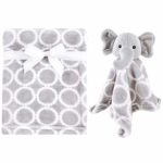 Hudson Baby Unisex Baby Plush Blanket with Security Blanket, Neutral Elephant 2 Piece, One Size