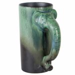 36 Ounce Extra Large Pottery Coffee Mug Handmade Giant – Funny 3D Elephant Trunk Shaped Handle – Huge Jumbo Ceramic Tea Cup Gift Oversized by Oojdzoo (Matte Black with Green Glaze)