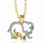 LOSOUL Elephant Necklace Pendant,Crystal Charm Mom & Baby Elephants Pendant Necklace, Two Elephant Jewelry