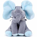 yuailiur Peek-a-Boo Elephant Animated Talking Singing Stuffed Plush Elephant Stuffed Doll Toys Kids Gift Present Boys & Girls Birthday Xmas Gift (Grey-Blue)
