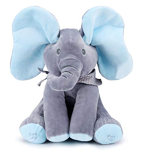 yuailiur Peek-a-Boo Elephant Animated Talking Singing Stuffed Plush Elephant Stuffed Doll Toys