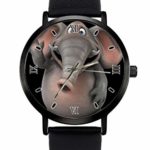 Fun 3D Elephant Wrist Watch Unisex Casual Leather Band Quartz Analog Wrist Watch for Mens Womens